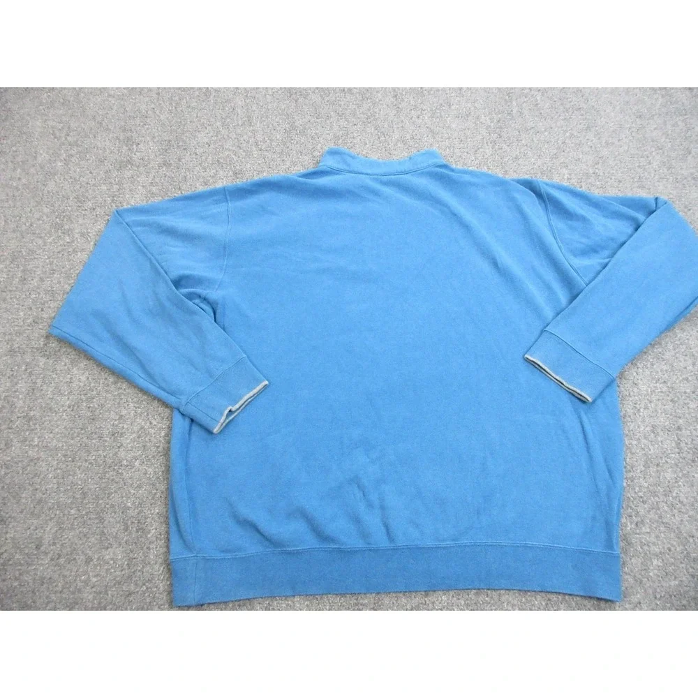 Peter Millar Sweater Mens 2XL Blue Quarter Zip Cotton Pullover Golf‎ Casual